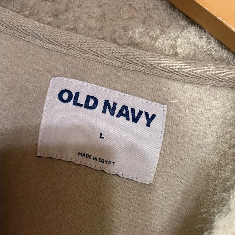 Old Navy Beige Fleece Teddy Sweater - Picture 2 of 10